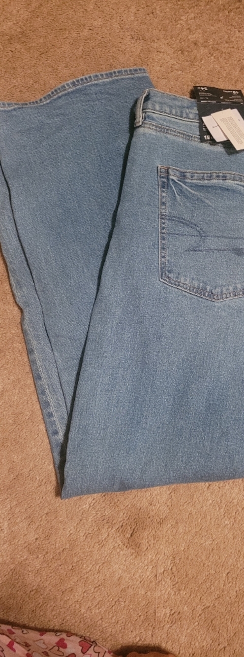 American Eagle Outfitters Light Blue Denim Jeans with Tan Patch